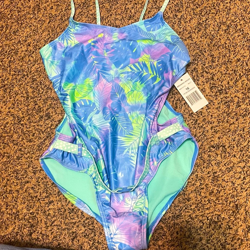Breaking Waves Belted One Piece